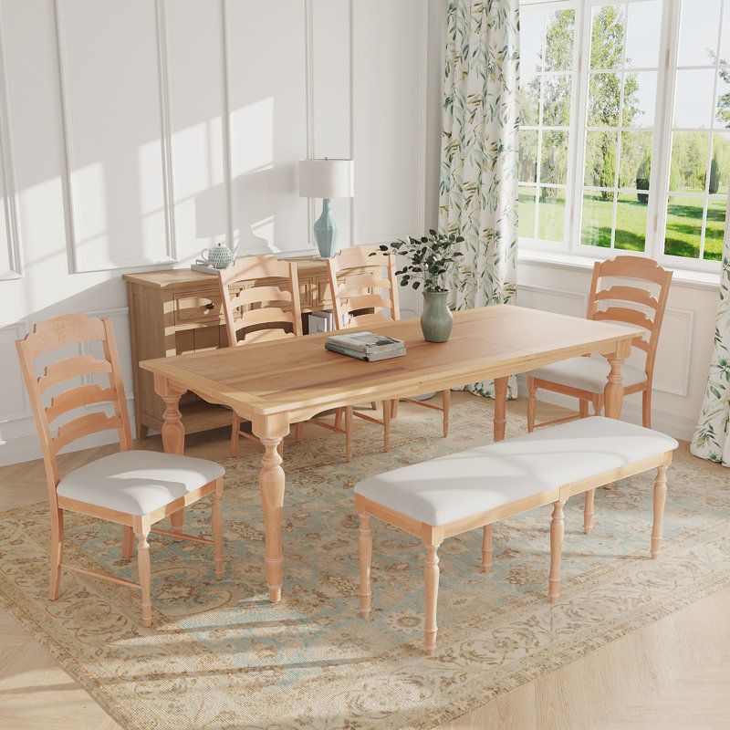 6 piece Dining Table Set With Extendable Tabletop